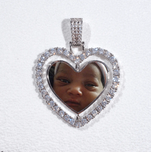 3D Spinning 2-Faced Heart Custom Picture Pendant