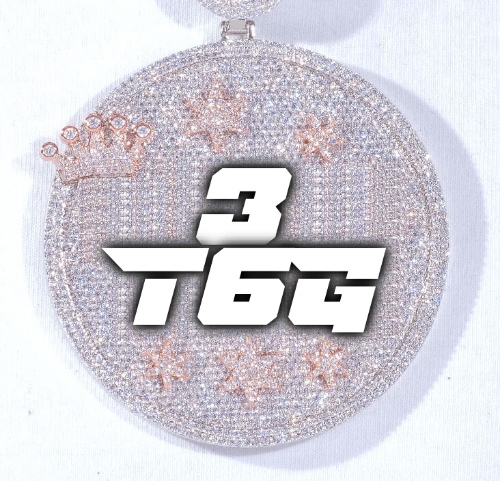 CUSTOM LETTER NECKLACE 3D BIG CROWN DISC