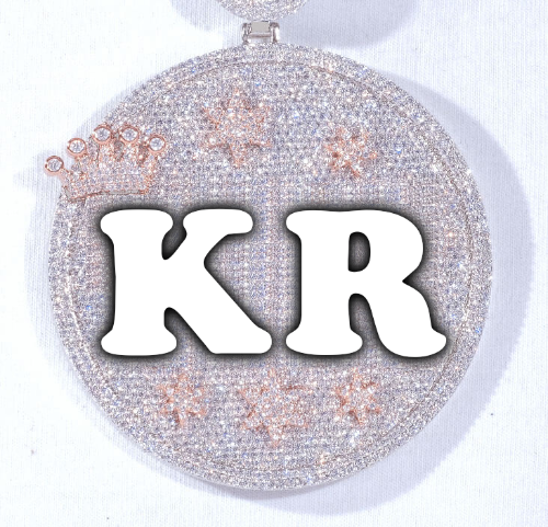 CUSTOM LETTER NECKLACE 3D BIG CROWN DISC