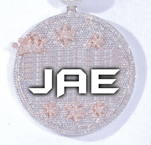 CUSTOM LETTER NECKLACE 3D BIG CROWN DISC
