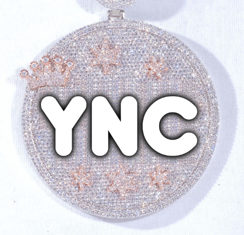 CUSTOM LETTER NECKLACE 3D BIG CROWN DISC