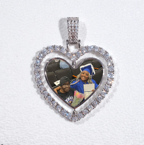3D Spinning 2-Faced Heart Custom Picture Pendant