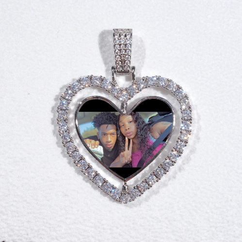 3D Spinning 2-Faced Heart Custom Picture Pendant