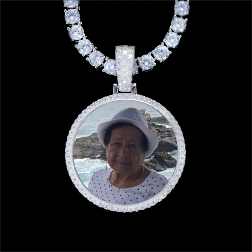 925S & VVS Moissanite 3D Circle Custom Picture Pendant