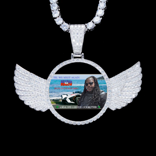 925S & VVS Moissanite 3D Wing Custom Picture Pendant