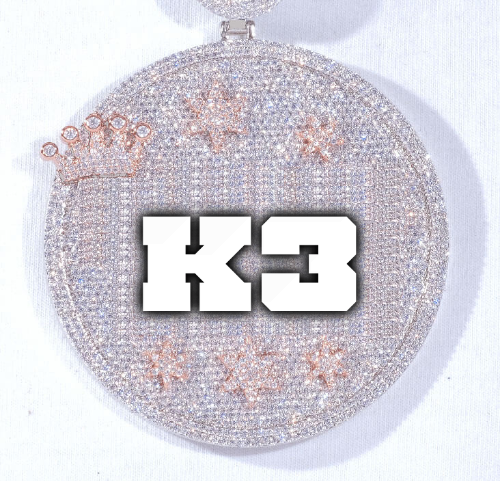 CUSTOM LETTER NECKLACE 3D BIG CROWN DISC