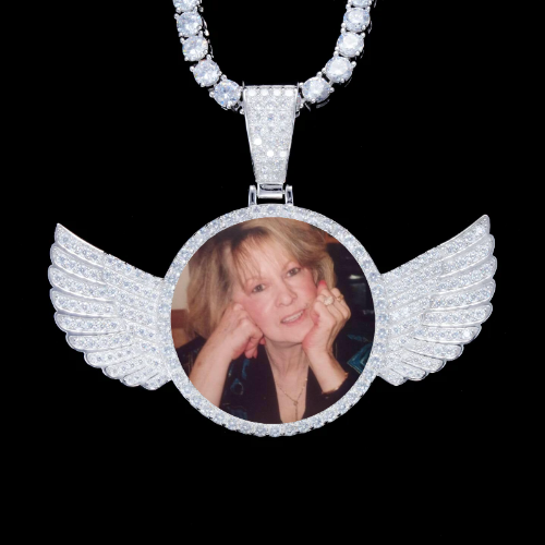 925S & VVS Moissanite 3D Wing Custom Picture Pendant