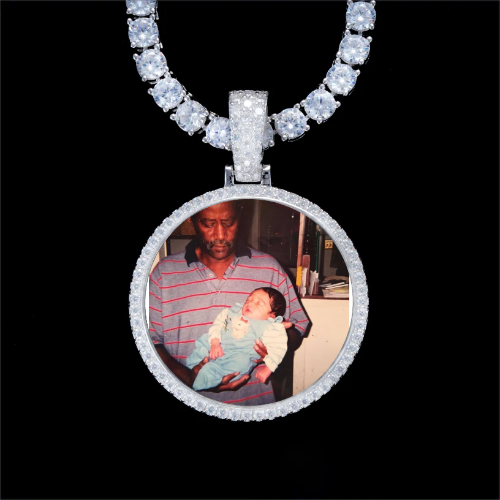 925S & VVS Moissanite 3D Circle Custom Picture Pendant