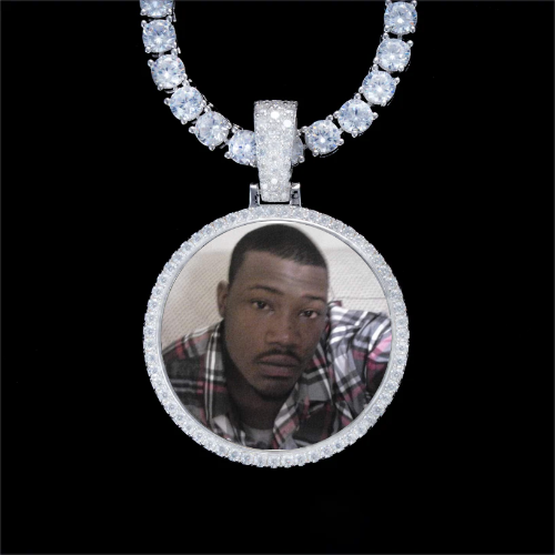 925S & VVS Moissanite 3D Circle Custom Picture Pendant
