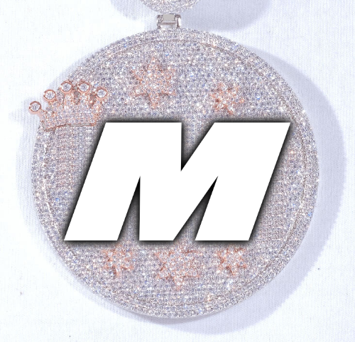 CUSTOM LETTER NECKLACE 3D BIG CROWN DISC