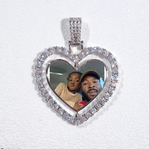 3D Spinning 2-Faced Heart Custom Picture Pendant