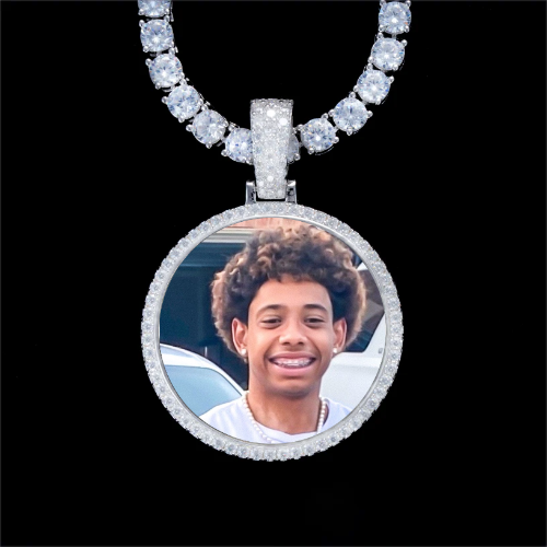 925S & VVS Moissanite 3D Circle Custom Picture Pendant