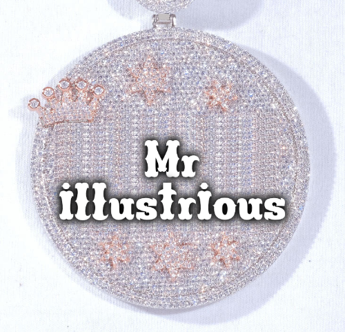 CUSTOM LETTER NECKLACE 3D BIG CROWN DISC