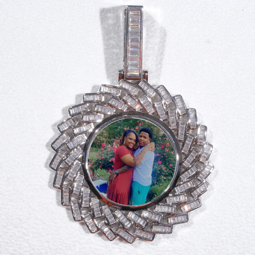 Large 3D Baguette Custom Picture Pendant
