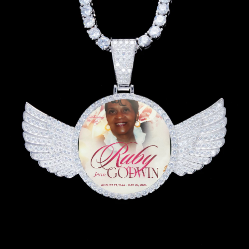 925S & VVS Moissanite 3D Wing Custom Picture Pendant