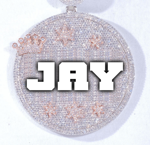 CUSTOM LETTER NECKLACE 3D BIG CROWN DISC