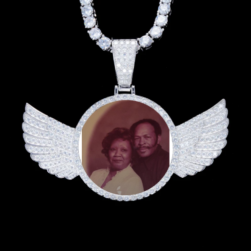 925S & VVS Moissanite 3D Wing Custom Picture Pendant