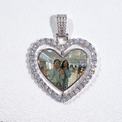 3D Spinning 2-Faced Heart Custom Picture Pendant