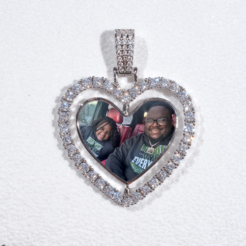 3D Spinning 2-Faced Heart Custom Picture Pendant
