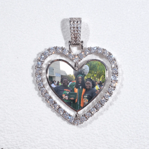 3D Spinning 2-Faced Heart Custom Picture Pendant