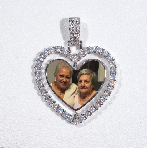 3D Spinning 2-Faced Heart Custom Picture Pendant