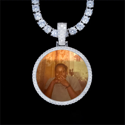 925S & VVS Moissanite 3D Circle Custom Picture Pendant