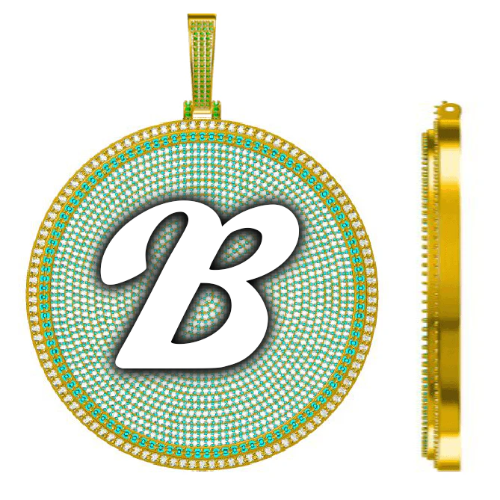 CUSTOM LETTER NECKLACE 3D BIG DISC
