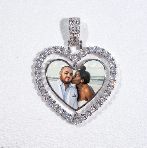 3D Spinning 2-Faced Heart Custom Picture Pendant