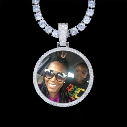 925S & VVS Moissanite 3D Circle Custom Picture Pendant