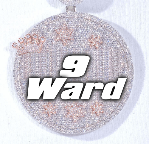 CUSTOM LETTER NECKLACE 3D BIG CROWN DISC