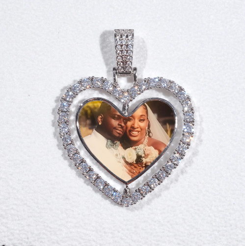 3D Spinning 2-Faced Heart Custom Picture Pendant