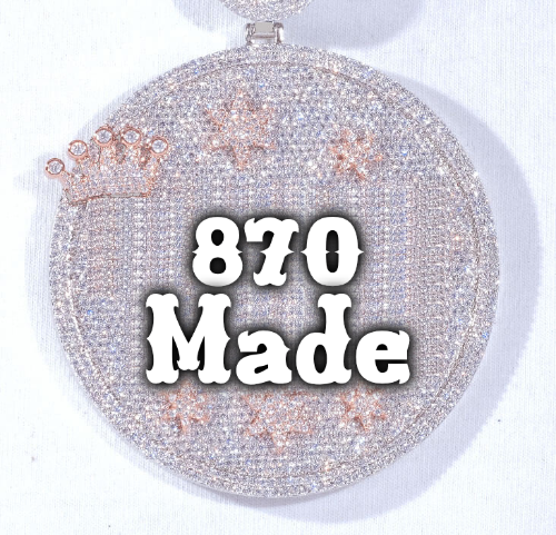 CUSTOM LETTER NECKLACE 3D BIG CROWN DISC