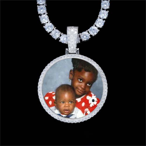 925S & VVS Moissanite 3D Circle Custom Picture Pendant