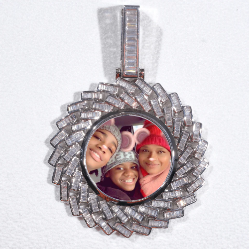 Large 3D Baguette Custom Picture Pendant