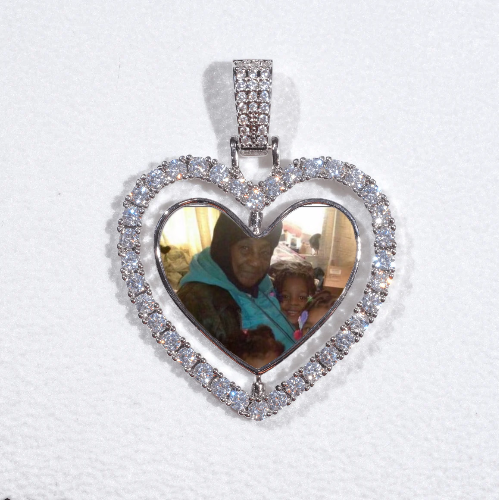 3D Spinning 2-Faced Heart Custom Picture Pendant