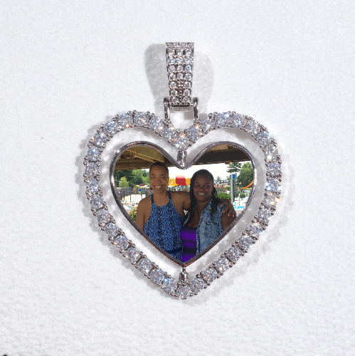 3D Spinning 2-Faced Heart Custom Picture Pendant