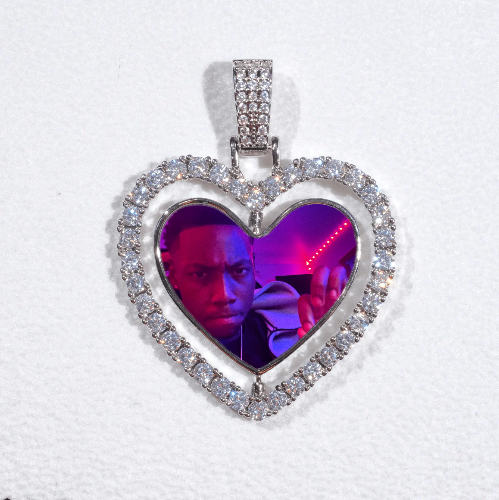3D Spinning 2-Faced Heart Custom Picture Pendant