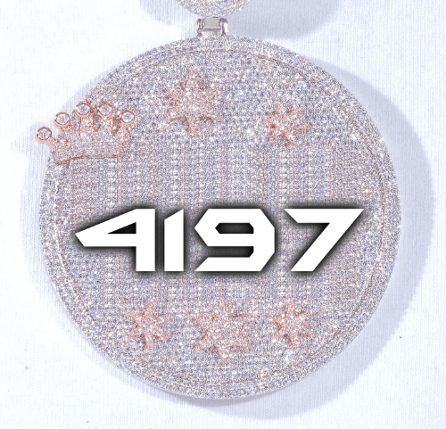 CUSTOM LETTER NECKLACE 3D BIG CROWN DISC