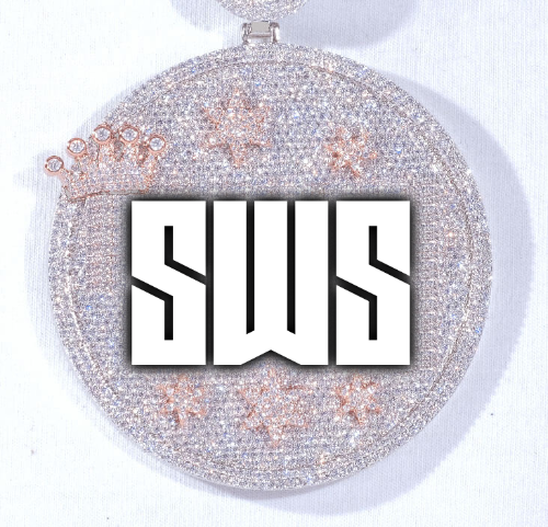 CUSTOM LETTER NECKLACE 3D BIG CROWN DISC