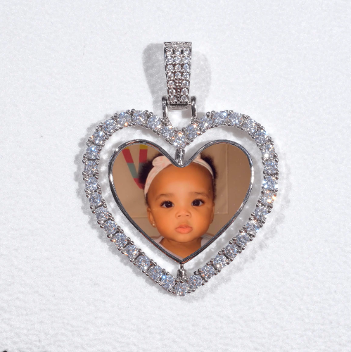 3D Spinning 2-Faced Heart Custom Picture Pendant