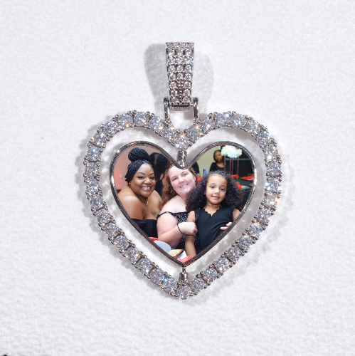 3D Spinning 2-Faced Heart Custom Picture Pendant