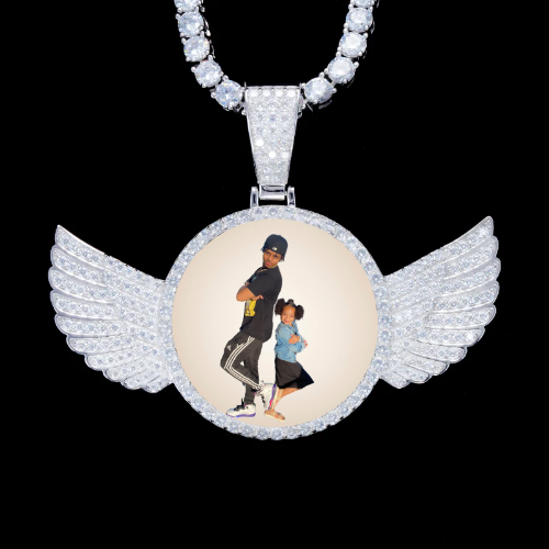 925S & VVS Moissanite 3D Wing Custom Picture Pendant
