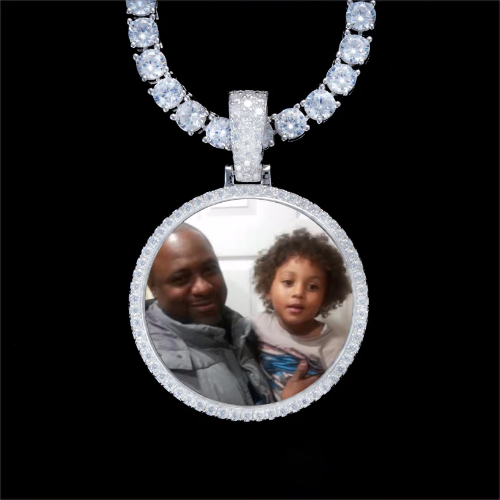 925S & VVS Moissanite 3D Circle Custom Picture Pendant