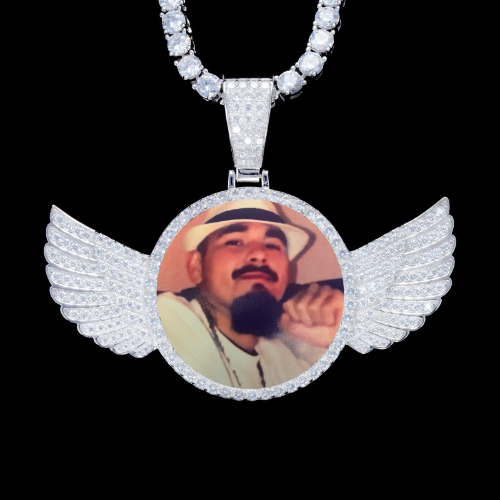 925S & VVS Moissanite 3D Wing Custom Picture Pendant