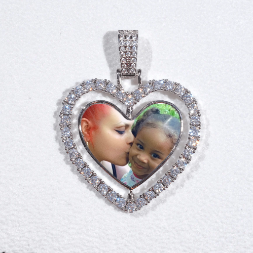 3D Spinning 2-Faced Heart Custom Picture Pendant