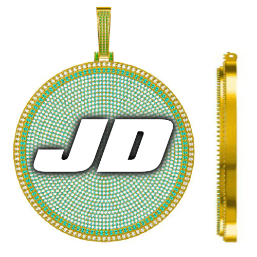 CUSTOM LETTER NECKLACE 3D BIG DISC