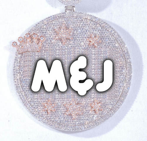 CUSTOM LETTER NECKLACE 3D BIG CROWN DISC