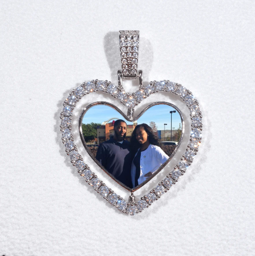 3D Spinning 2-Faced Heart Custom Picture Pendant