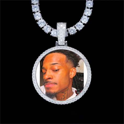 925S & VVS Moissanite 3D Circle Custom Picture Pendant