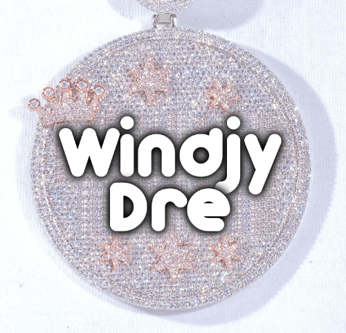 CUSTOM LETTER NECKLACE 3D BIG CROWN DISC